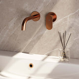 BRAUER Copper Edition inbouw wastafelmengkraan met gebogen uitloop en rozetten model C1 koper geborsteld PVD