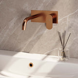 BRAUER Copper Edition inbouw wastafelmengkraan met gebogen uitloop en afdekplaat model C1 koper geborsteld PVD