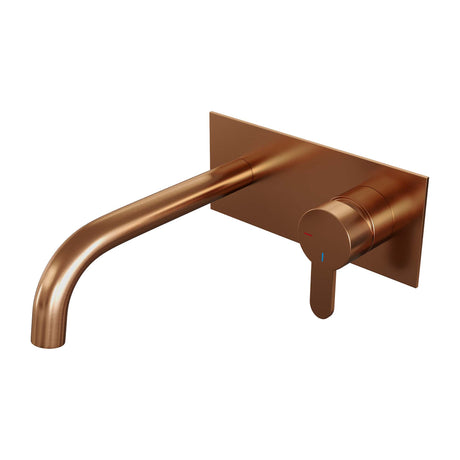 BRAUER Copper Edition inbouw wastafelmengkraan met gebogen uitloop en afdekplaat model D1 koper geborsteld PVD