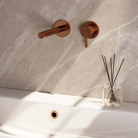 BRAUER Copper Edition inbouw wastafelmengkraan met rechte uitloop en rozetten model E1 koper geborsteld PVD
