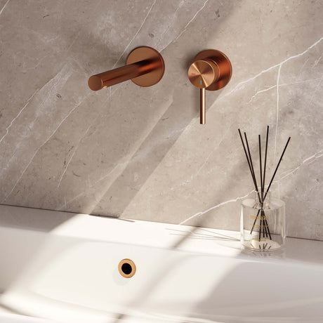 BRAUER Copper Edition inbouw wastafelmengkraan met rechte uitloop en rozetten model A1 koper geborsteld PVD