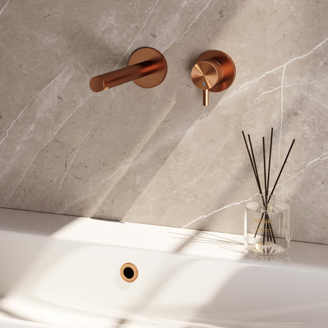 BRAUER Copper Edition inbouw wastafelmengkraan met rechte uitloop en rozetten model B1 koper geborsteld PVD