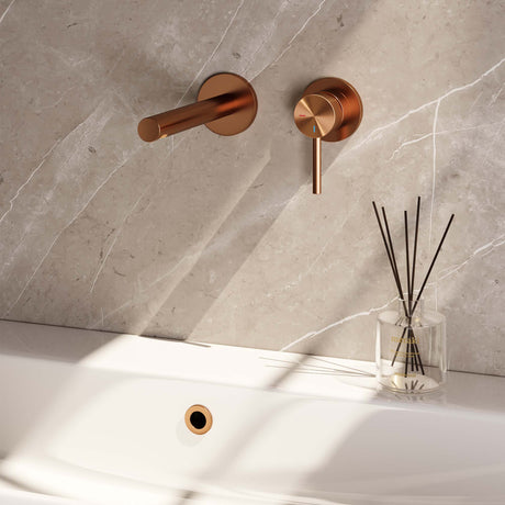 BRAUER Copper Carving inbouw wastafelmengkraan met rechte uitloop en rozetten model A1 koper geborsteld PVD 5-GK-004-S6-65