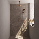 BRAUER Copper Edition thermostatische inbouw regendouche SET 23 met 20 cm douchekop en plafondarm en 3-standen handdouche en doucheslang en geïntegreerde glijstang koper geborsteld PVD