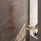 BRAUER Copper Edition opbouw douche thermostaatkraan SET 01 met glijstang en staaf handdouche en doucheslang koper geborsteld PVD