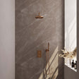 BRAUER Copper Edition thermostatische inbouw regendouche 3-weg omstelling SET 27 met 20 cm douchekop en gebogen muurarm en staaf handdouche en doucheslang en wandaansluitbocht koper geborsteld PVD