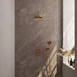 BRAUER Copper Edition thermostatische inbouw regendouche 3-weg omstelling SET 33 met 20 cm douchekop en gebogen muurarm en 3-standen handdouche en doucheslang en wandaansluitbocht koper geborsteld PVD