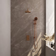 BRAUER Copper Edition thermostatische inbouw regendouche 3-weg omstelling SET 45 met 20 cm douchekop en gebogen muurarm en 3-standen handdouche en doucheslang en geïntegreerde glijstang koper geborsteld PVD