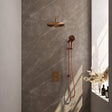 BRAUER Copper Edition thermostatische inbouw regendouche 3-weg omstelling SET 46 met 30 cm douchekop en gebogen muurarm en 3-standen handdouche en doucheslang en geïntegreerde glijstang koper geborsteld PVD