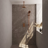BRAUER Copper Edition thermostatische inbouw regendouche 3-weg omstelling SET 47 met 20 cm douchekop en plafondarm en 3-standen handdouche en doucheslang en geïntegreerde glijstang koper geborsteld PVD