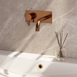 BRAUER Copper Edition inbouw wastafelmengkraan met gebogen uitloop en afdekplaat model E2 koper geborsteld PVD