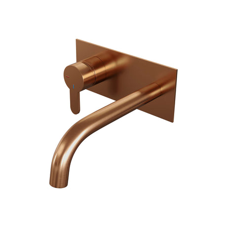 BRAUER Copper Edition inbouw wastafelmengkraan met gebogen uitloop en afdekplaat model D2 koper geborsteld PVD