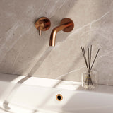 BRAUER Copper Edition inbouw wastafelmengkraan met gebogen uitloop en rozetten model B2 koper geborsteld PVD