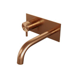 BRAUER Copper Edition inbouw wastafelmengkraan met gebogen uitloop en afdekplaat model B2 koper geborsteld PVD