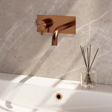 BRAUER Copper Edition inbouw wastafelmengkraan met gebogen uitloop en afdekplaat model B2 koper geborsteld PVD