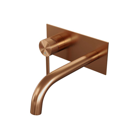 BRAUER Copper Carving inbouw wastafelmengkraan met gebogen uitloop en afdekplaat model A2 koper geborsteld PVD 5-GK-083-B6