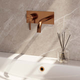 BRAUER Copper Carving inbouw wastafelmengkraan met gebogen uitloop en afdekplaat model A2 koper geborsteld PVD 5-GK-083-B6