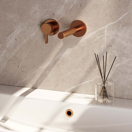 BRAUER Copper Edition inbouw wastafelmengkraan met rechte uitloop en rozetten model E2 koper geborsteld PVD