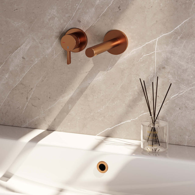 BRAUER Copper Edition inbouw wastafelmengkraan met rechte uitloop en rozetten model E2 koper geborsteld PVD