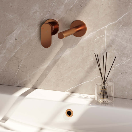 BRAUER Copper Edition inbouw wastafelmengkraan met rechte uitloop en rozetten model C2 koper geborsteld PVD