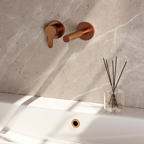 BRAUER Copper Edition inbouw wastafelmengkraan met rechte uitloop en rozetten model D2 koper geborsteld PVD