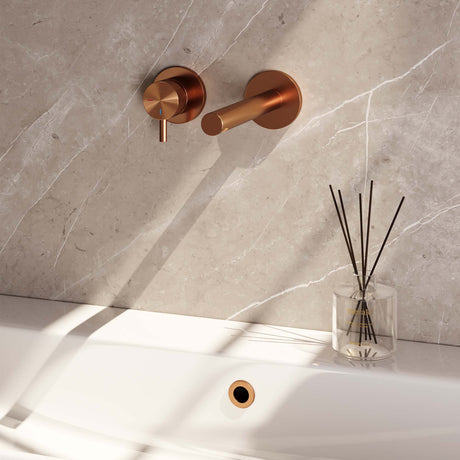 BRAUER Copper Edition inbouw wastafelmengkraan met rechte uitloop en rozetten model B2 koper geborsteld PVD