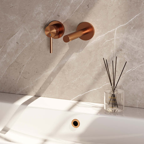 BRAUER Copper Carving inbouw wastafelmengkraan met rechte uitloop en rozetten model A2 koper geborsteld PVD 5-GK-083-S6-65