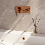 BRAUER Copper Carving inbouw wastafelmengkraan met rechte uitloop en afdekplaat model A2 koper geborsteld PVD 5-GK-083-S6