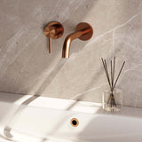 BRAUER Copper Edition inbouw wastafelmengkraan met gebogen uitloop en rozetten model A2 koper geborsteld PVD