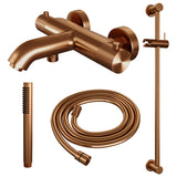 BRAUER Copper Carving opbouw baddouche thermostaatkraan SET 01 met glijstang en staaf handdouche en doucheslang koper geborsteld PVD 5-GK-085-1