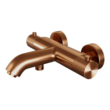 BRAUER Copper Carving opbouw baddouche thermostaatkraan SET 01 met glijstang en staaf handdouche en doucheslang koper geborsteld PVD 5-GK-085-1