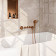 BRAUER Copper Carving thermostatische inbouw badkraan SET 02 met uitloop en 3-standen handdouche en doucheslang en wandaansluitbocht koper geborsteld PVD 5-GK-094
