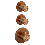 BRAUER Copper Carving thermostatische inbouw regendouche SET 06 met 30 cm douchekop en plafondarm en staaf handdouche en doucheslang en wandaansluitbocht koper geborsteld PVD 5-GK-102