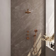 BRAUER Copper Carving thermostatische inbouw regendouche SET 07 met 20 cm douchekop en rechte muurarm en 3-standen handdouche en doucheslang en wandaansluitbocht koper geborsteld PVD 5-GK-103