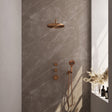 BRAUER Copper Carving thermostatische inbouw regendouche SET 10 met 30 cm douchekop en gebogen muurarm en 3-standen handdouche en doucheslang en wandaansluitbocht koper geborsteld PVD 5-GK-106