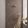 BRAUER Copper Carving thermostatische inbouw regendouche 3-weg omstelling SET 32 met 30 cm douchekop en rechte muurarm en 3-standen handdouche en doucheslang en wandaansluitbocht koper geborsteld PVD 5-GK-128