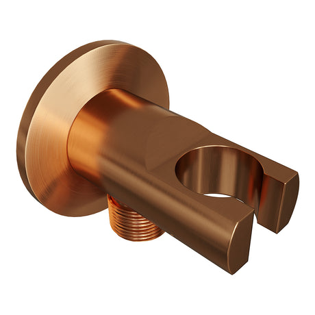 BRAUER Copper Edition thermostatisch douchepaneel 2-weg omstelling calacatta gold SET 01 met 20 cm douchekop en gebogen muurarm en staaf handdouche en wandaansluitbocht en doucheslang koper geborsteld PVD