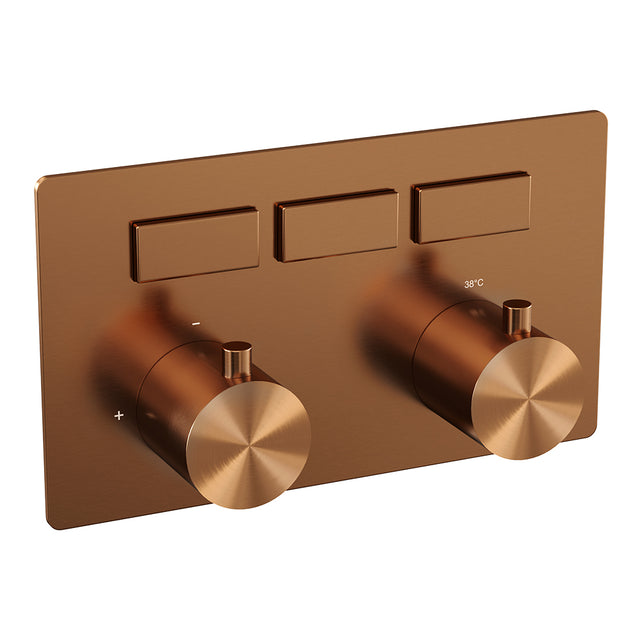 BRAUER Copper Edition 3-weg inbouwthermostaat met drukknoppen met in- en afbouwdelen koper geborsteld PVD