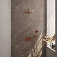 BRAUER Copper Edition thermostatische inbouw regendouche met drukknoppen SET 55 met 20 cm douchekop en rechte muurarm en 3-standen handdouche en doucheslang en wandaansluitbocht koper geborsteld PVD