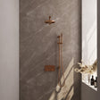 BRAUER Copper Edition thermostatische inbouw regendouche met drukknoppen SET 61 met 20 cm douchekop en rechte muurarm en staaf handdouche en doucheslang en geïntegreerde glijstang koper geborsteld PVD
