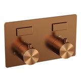 BRAUER Copper Edition thermostatische inbouw badkraan met drukknoppen SET 04 met badvulcombinatie en 3-standen handdouche en doucheslang en wandaansluitbocht koper geborsteld PVD