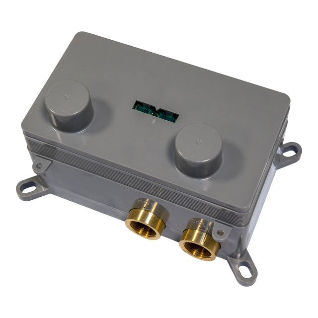BRAUER Copper Carving thermostatische inbouw badkraan met drukknoppen SET 04 met uitloop en 3-standen handdouche en doucheslang en wandaansluitbocht koper geborsteld PVD 5-GK-215