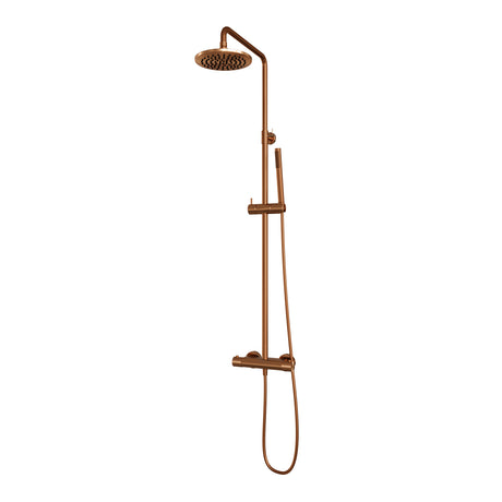 BRAUER Copper Carving opbouw thermostatische regendouche SET 01 met 20 cm hoofddouche en staaf handdouche en doucheslang koper geborsteld PVD 5-GK-253