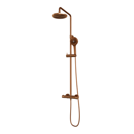 BRAUER Copper Carving opbouw thermostatische regendouche SET 02 met 20 cm hoofddouche en 3-standen handdouche en doucheslang koper geborsteld PVD 5-GK-254