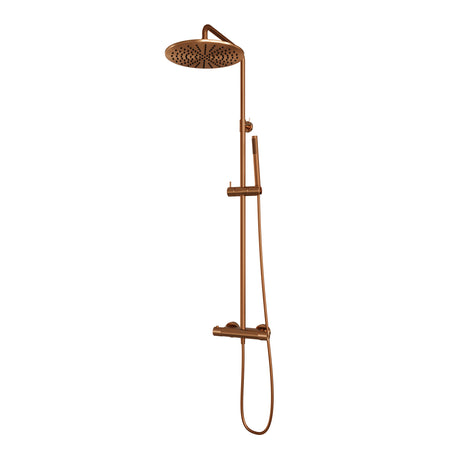 BRAUER Copper Carving opbouw thermostatische regendouche SET 03 met 30 cm hoofddouche en staaf handdouche en doucheslang koper geborsteld PVD 5-GK-255
