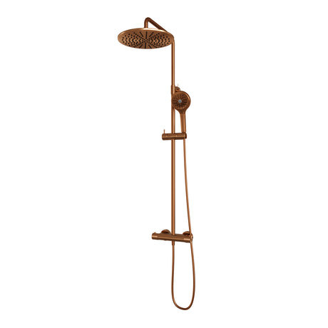 BRAUER Copper Carving opbouw thermostatische regendouche SET 04 met 30 cm hoofddouche en 3-standen handdouche en doucheslang koper geborsteld PVD 5-GK-256