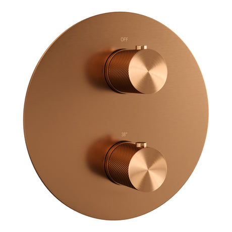 BRAUER Copper Carving 3-weg inbouwthermostaat rond met in- en afbouwdelen koper geborsteld PVD 5-GK-266