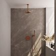 BRAUER Copper Edition thermostatische inbouw regendouche 3-weg rond SET 77 met 20 cm douchekop en plafondarm en staaf handdouche en doucheslang en wandaansluitbocht koper geborsteld PVD 5-GK-271