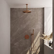 BRAUER Copper Edition thermostatische inbouw regendouche 3-weg rond SET 78 met 30 cm douchekop en plafondarm en staaf handdouche en doucheslang en wandaansluitbocht koper geborsteld PVD 5-GK-272
