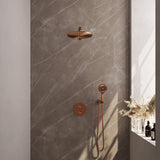 BRAUER Copper Edition thermostatische inbouw regendouche 3-weg rond SET 80 met 30 cm douchekop en rechte muurarm en 3-standen handdouche en doucheslang en wandaansluitbocht koper geborsteld PVD 5-GK-274